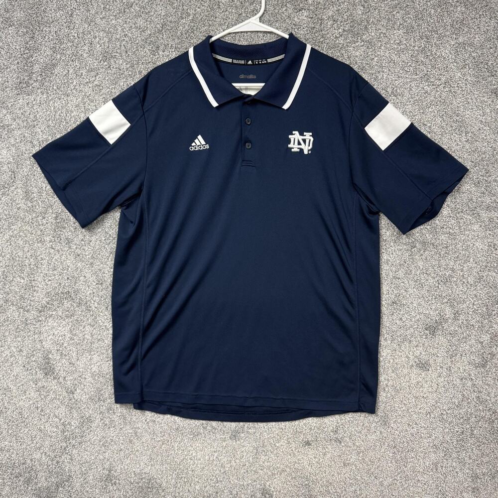 Notre Dame Fighting Irish Polo Shirt Mens XL Blue NCAA Football Adidas Climalite